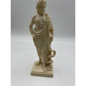 Vintage G Ruggeri  9 Inch Escularpio  Alabaster  God of Medicine